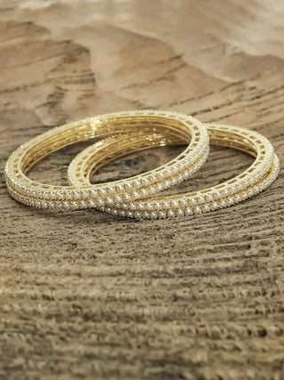 Elina Minimalist Bangles - AD Bangles | Side Angle View | Buy Online India | Zevarly