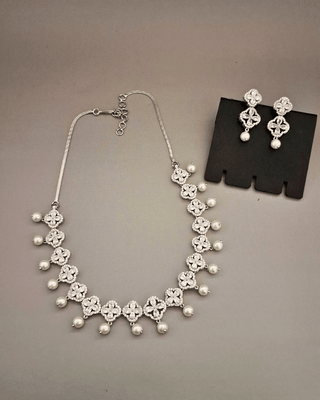 Emiliya AD Necklace Set - AD Necklace Set | Full Set View | Buy Online India | Zevarly