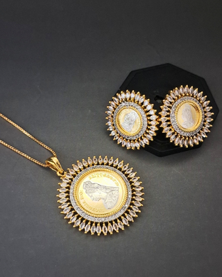 Enchanted Queen Ginni Pendant Set - AD Pendant Set | Main Product View | Buy Online India | Zevarly