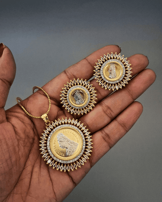 Enchanted Queen Ginni Pendant Set - AD Pendant Set | Full Set View | Buy Online India | Zevarly