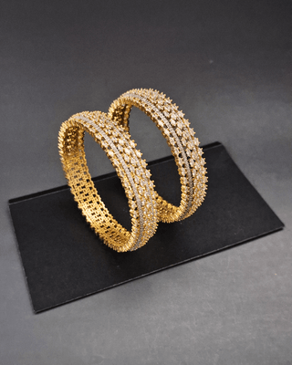 Eshita Gold-Plated Bangles - AD Bangles | Side Angle View | Buy Online India | Zevarly