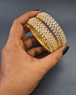 Eshita Gold-Plated Bangles - AD Bangles | Side Angle View | Buy Online India | Zevarly