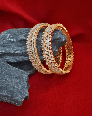 Eshita Gold-Plated Bangles - AD Bangles | Side Angle View | Buy Online India | Zevarly