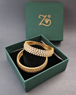 Eshita Gold-Plated Bangles - AD Bangles | Side Angle View | Buy Online India | Zevarly