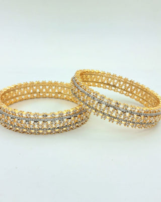 Eshita Gold-Plated Bangles - AD Bangles | Side Angle View | Buy Online India | Zevarly