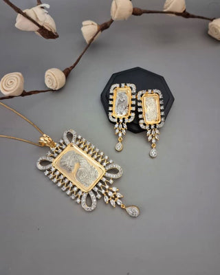 Garvita Gleam Pendant Set - AD Pendant Set | Full Set View | Buy Online India | Zevarly