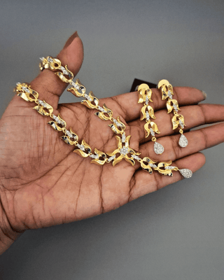 Gayatari CZ Necklace Set - AD Necklace Set | Full Set View | Buy Online India | Zevarly