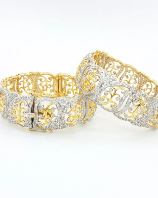 Gayatri Broad Openable Ad Bangles - AD Bangles | Side Angle View | Buy Online India | Zevarly