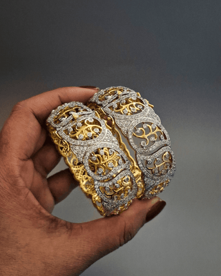 Gayatri Broad Openable Ad Bangles - AD Bangles | Side Angle View | Buy Online India | Zevarly