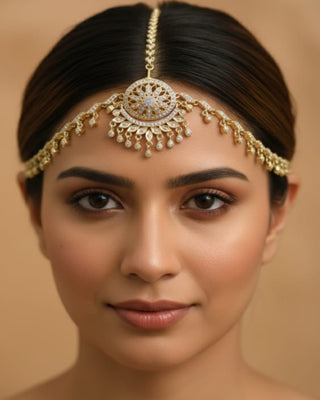 Geetanjali Matha Patti - AD Necklace Set | Main Product View | Buy Online India | Zevarly