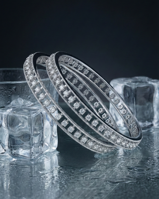 Zevarly Insane Radiant Elegance Silver-Plated Bangle Set