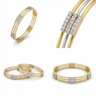 Zevarly Ekta Three Line AD Bangles