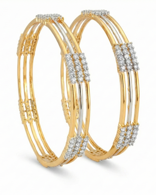 Zevarly Ekta Three Line AD Bangles