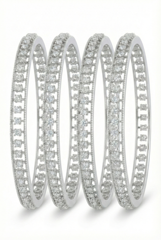 Zevarly Insane Radiant Elegance Silver-Plated Bangle Set