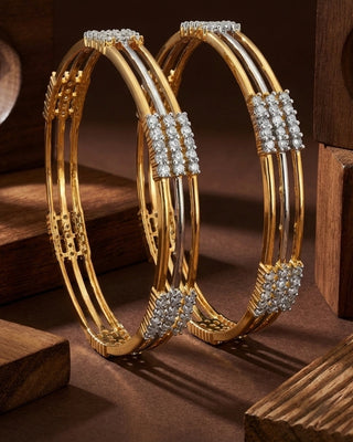 Zevarly Ekta Three Line AD Bangles