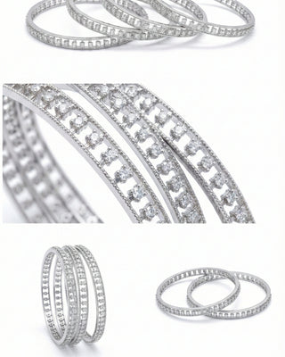 Insane Radiant Elegance Silver Plated Bangle Set - Utsavi
