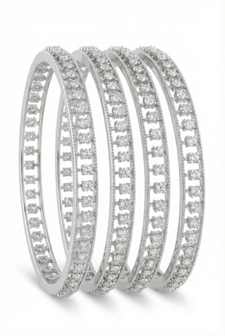 Zevarly Insane Radiant Elegance Silver-Plated Bangle Set