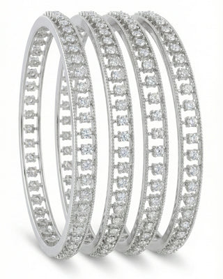 Insane Radiant Elegance Silver Plated Bangle Set - Utsavi
