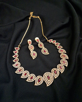 Gianna CZ Red Necklace Set Front View Image