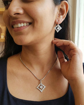 Glowing Ember Pendant Set - AD Pendant Set | Main Product View | Buy Online India | Zevarly