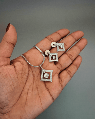 Glowing Ember Pendant Set - AD Pendant Set | Full Set View | Buy Online India | Zevarly