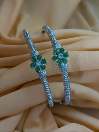 Griti Charming Silver Plated Bangles - AD Bangles | Main Product View | Buy Online India | Zevarly
