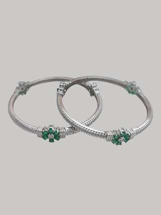 Griti Charming Silver Plated Bangles - AD Bangles | Model Wearing View | Buy Online India | Zevarly