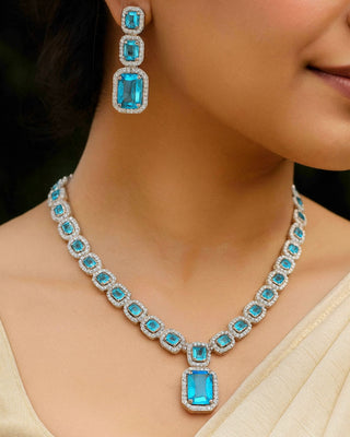 Harshita Stunning Necklace Set - AD Necklace Set | Main Product View | Buy Online India | Zevarly