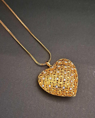 Heart Shaped Locket - AD Pendant Set | Side Angle View | Buy Online India | Zevarly