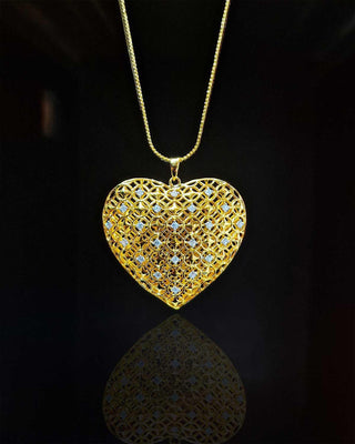 Heart Shaped Locket - AD Pendant Set | Side Angle View | Buy Online India | Zevarly