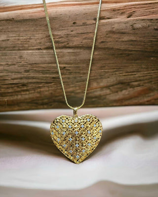 Heart Shaped Locket - AD Pendant Set | Main Product View | Buy Online India | Zevarly