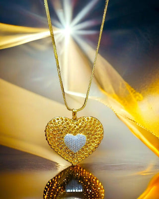 Heart's Key Locket - AD Pendant Set | Lifestyle Shot | Buy Online India | Zevarly