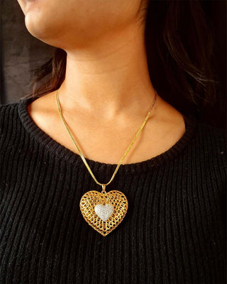 Heart's Key Locket - AD Pendant Set | Main Product View | Buy Online India | Zevarly