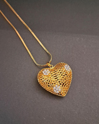 Humanva Designer Locket with Chain - AD Pendant Set | Main Product View | Buy Online India | Zevarly