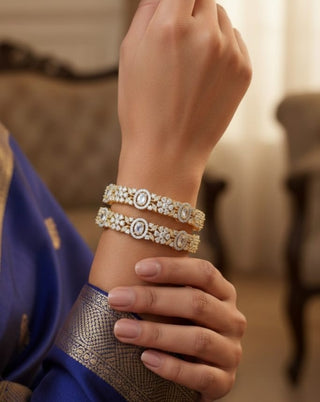 Idhika Gold-Plated Bangles - AD Bangles | Main Product View | Buy Online India | Zevarly