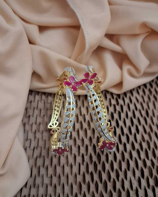 Indrati Floral AD Two Tone Bangles - AD Bangles | Back View | Buy Online India | Zevarly