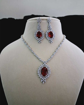 Jagriti Glamourous AD Necklace Set with sparkling American Diamonds 