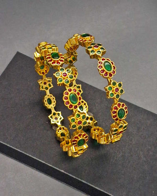 Jamaika Radiant CZ Bangles - Elegant gold-plated bangles adorned with sparkling 