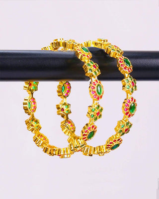 Jamaika Radiant CZ Bangles - Elegant gold-plated bangles adorned with sparkling Hanger View 