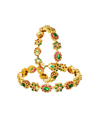 Jamaika Radiant CZ Bangles - Elegant gold-plated bangles adorned with sparkling Side View White Background