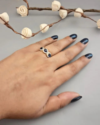 Janhika Sparkline Ring - American Diamond Ring | Side Angle View | Buy Online India | Zevarly