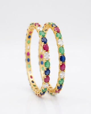 Jivikia American Diamond Bangles Multi Color - AD Bangles | Lifestyle Shot | Buy Online India | Zevarly