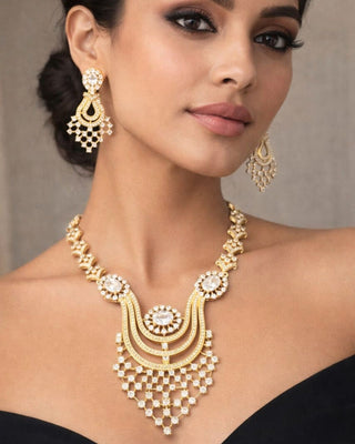 Kaira Elegant American Diamond Necklace Set - AD Necklace Set | Main Product View | Buy Online India | Zevarly
