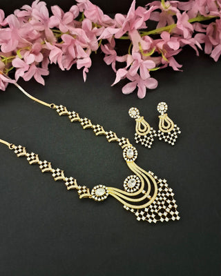 Kaira Elegant American Diamond Necklace Set - AD Necklace Set | Necklace Close-Up | Buy Online India | Zevarly