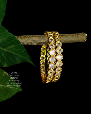 Kanak AD Bangles Set - AD Bangles | Side Angle View | Buy Online India | Zevarly