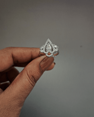 Kathyayini Glamour Ring - American Diamond Ring | Front Close-Up | Buy Online India | Zevarly