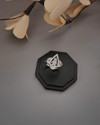 Kathyayini Glamour Ring - American Diamond Ring | Model Wearing View | Buy Online India | Zevarly