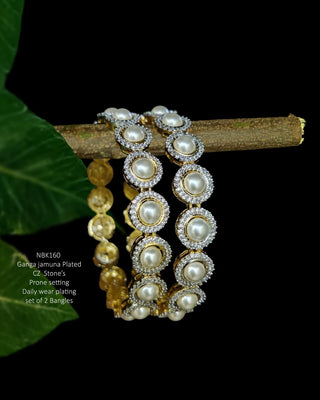 Kavita Pearl Designer AD Bangles - AD Bangles | Side Angle View | Buy Online India | Zevarly