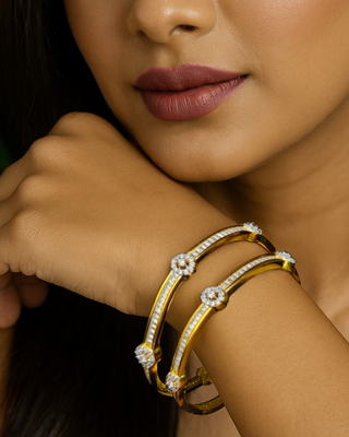 Kesar American Diamond Bangles - AD Bangles | Bangle Set Close-Up | Buy Online India | Zevarly