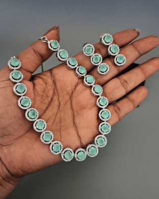 Ketki AD Necklace Set - AD Necklace Set | Full Set View | Buy Online India | Zevarly